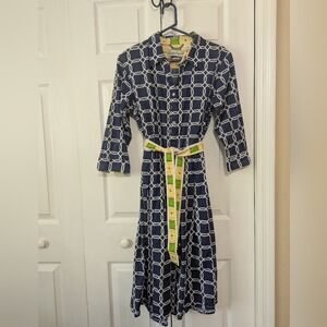 Dizzy Lizzy Mrs Maisel Navy/ White 100% Cotton Extra Large Dress With Belt